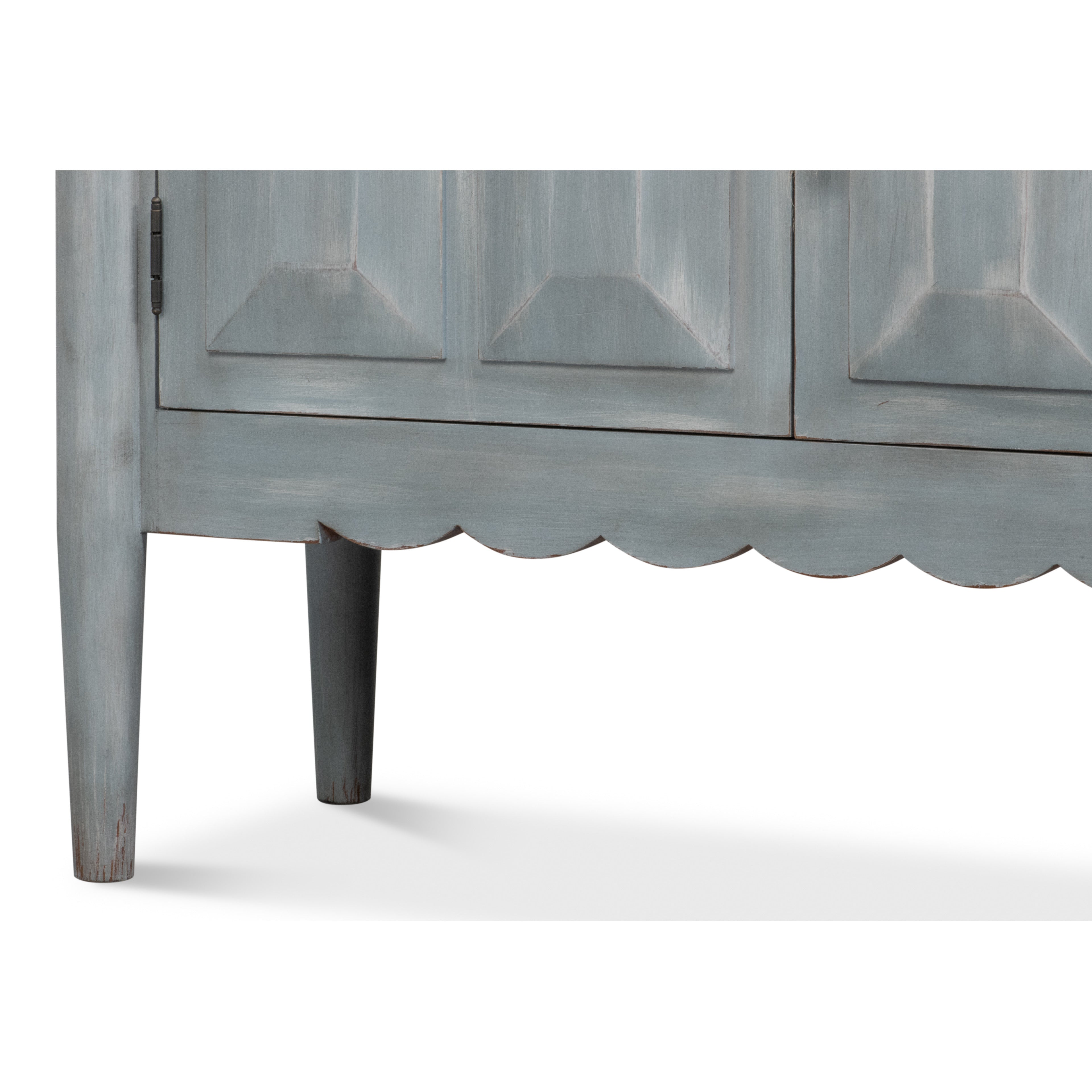 Long Antique Gray Pine Sideboard with Two Shelves - additional view