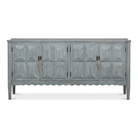 Long Antique Gray Pine Sideboard with Two Shelves - additional view