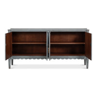 Long Antique Gray Pine Sideboard with Two Shelves - additional view