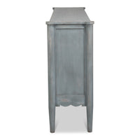 Long Antique Gray Pine Sideboard with Two Shelves - additional view