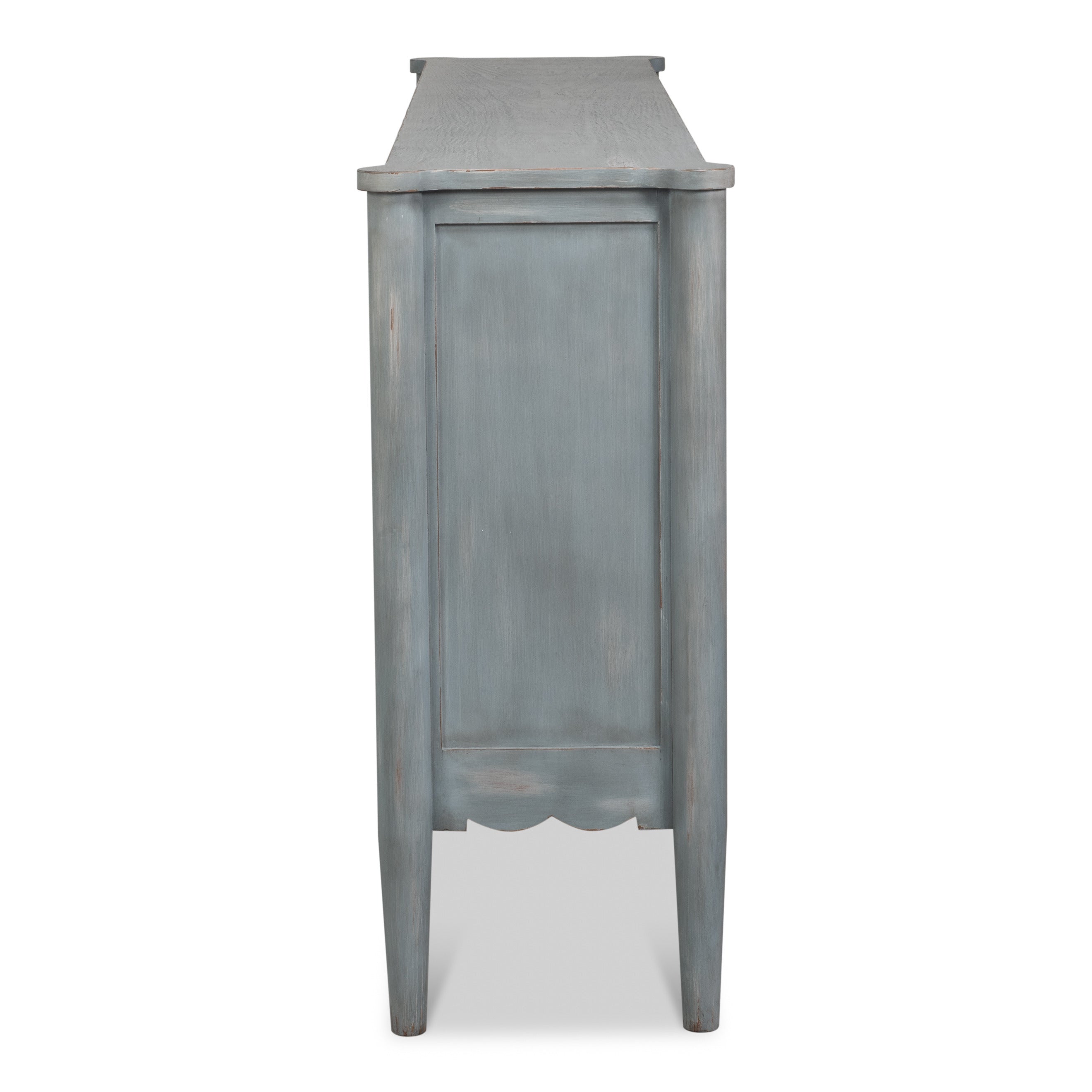 Long Antique Gray Pine Sideboard with Two Shelves - additional view