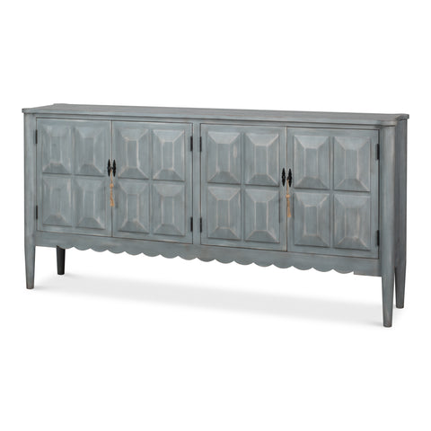 Swedish Style Faceted Sideboard in Antique Gray - 79"