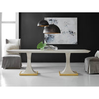 Art deco dining table in modern dining room setting.
