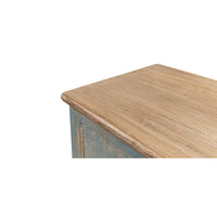 Close-up wooden top, texture of blue buffet.