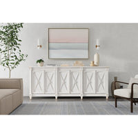 Long buffet styled in living room, Directoire influence.