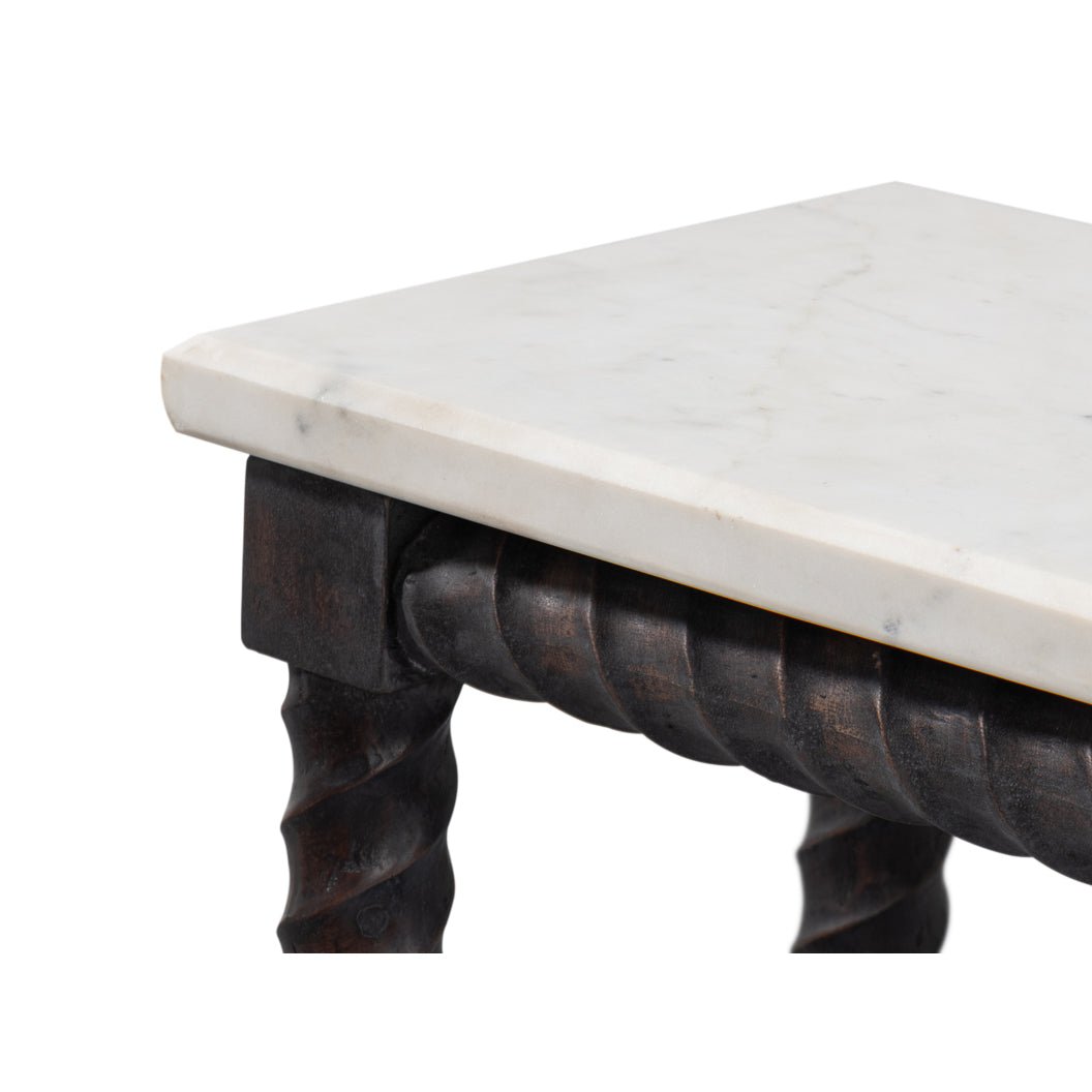 Close-up of console table marble surface