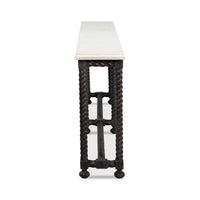Side perspective of barley twist base console table