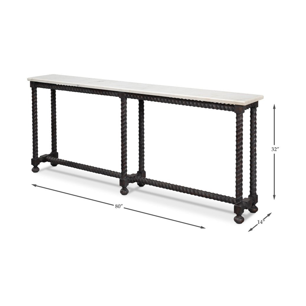 Console table dimensions and scale illustration