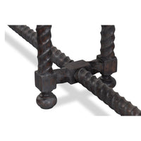 Close-up of console table base structure