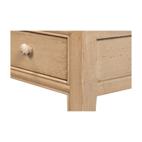 Close-up corner detail of console table.
