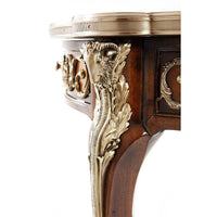 Detailed leg carving on Louis XV mahogany lamp table.
