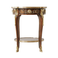 Detailed side view of Louis XV lamp table.