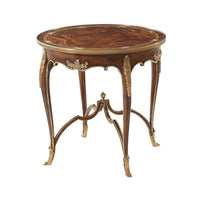 Ornate Louis XV mahogany round side table profile.