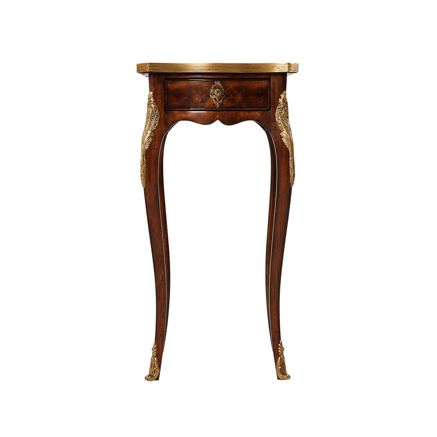 Front view of Louis XV side table with drawer