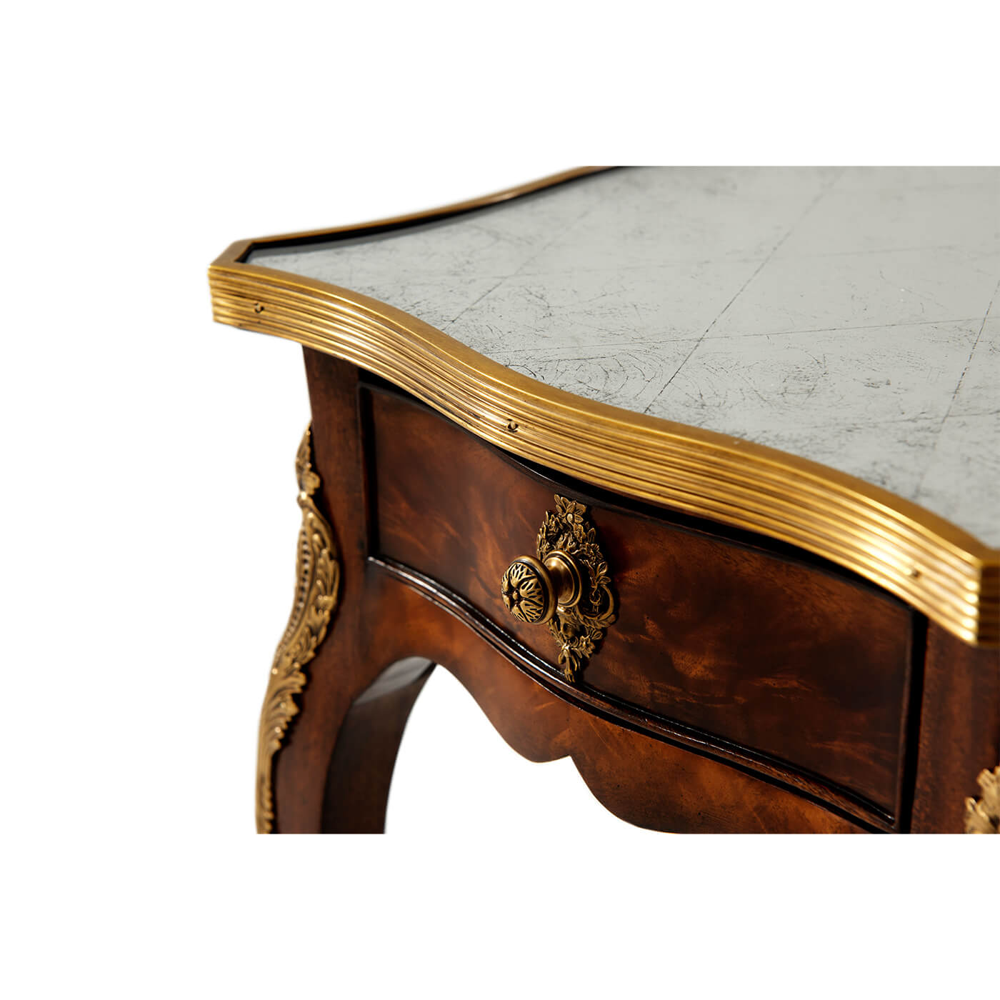 Detail of drawer and marble top on side table