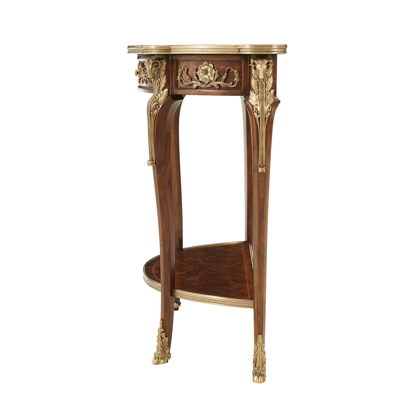 Side profile of Louis XV console table, detailed carving.