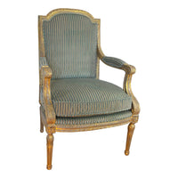 Louis XVI fauteuil, elegant front angle of accent chair.