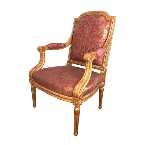 Louis XVI Carved Gitwood Fauteuil a La Reine
