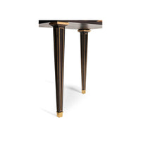 Close-up of tapered legs on Louis XVI Chinoiserie table.