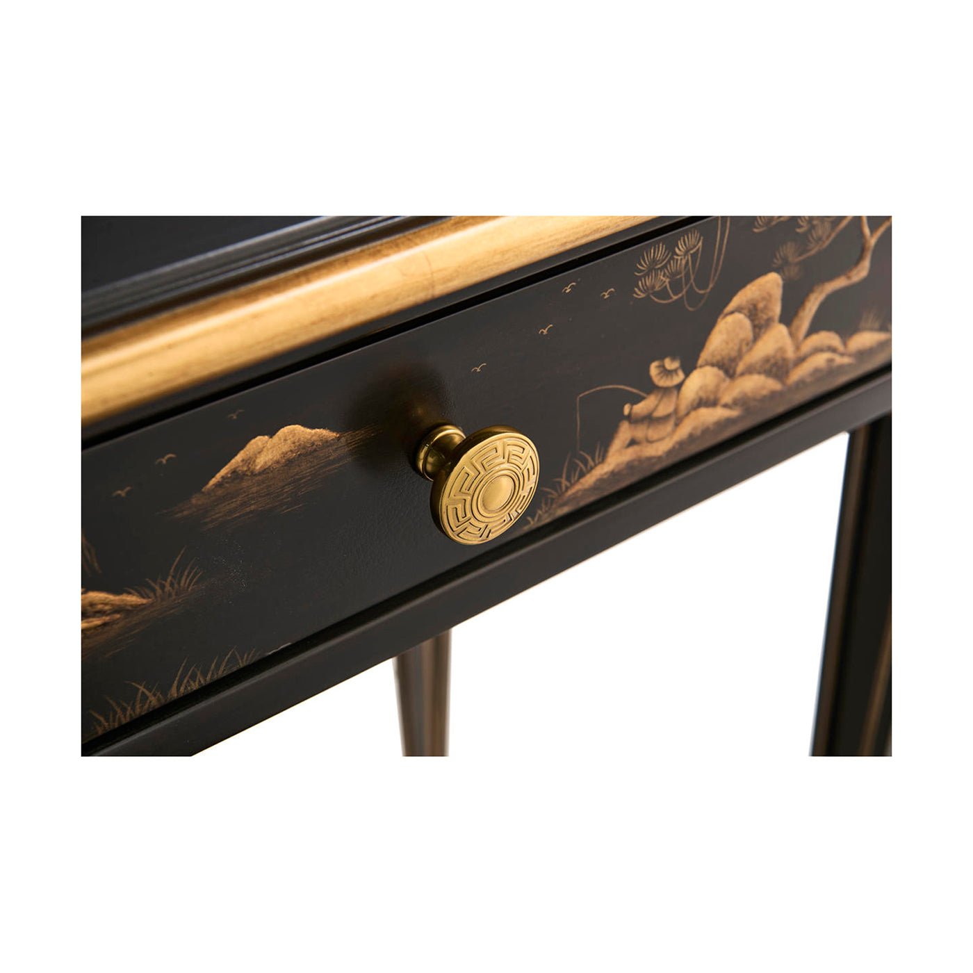 Drawer detail on Louis XVI Chinoiserie end table.