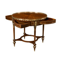 Center table with drawers partially open.