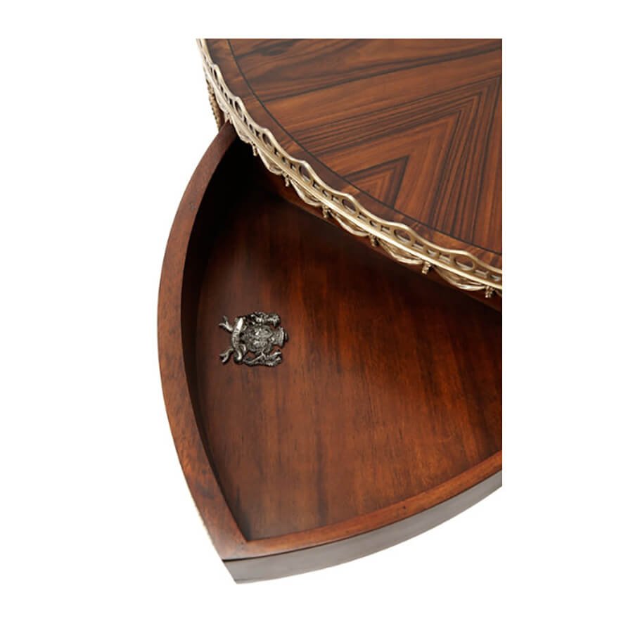 Open drawer of the mahogany center table.