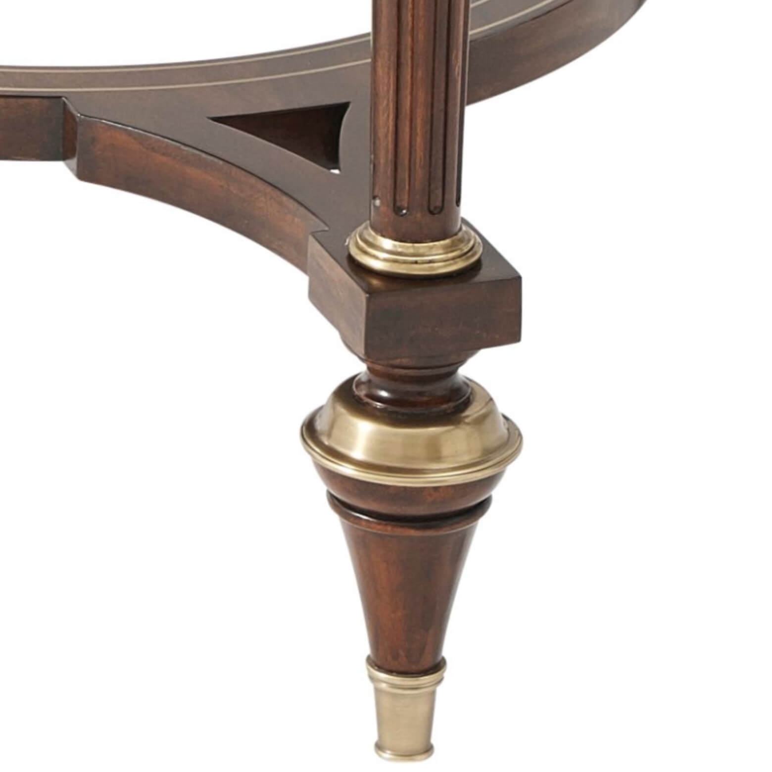 Detailed view of table leg and base design.