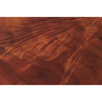 Mahogany wood grain texture on end table surface.
