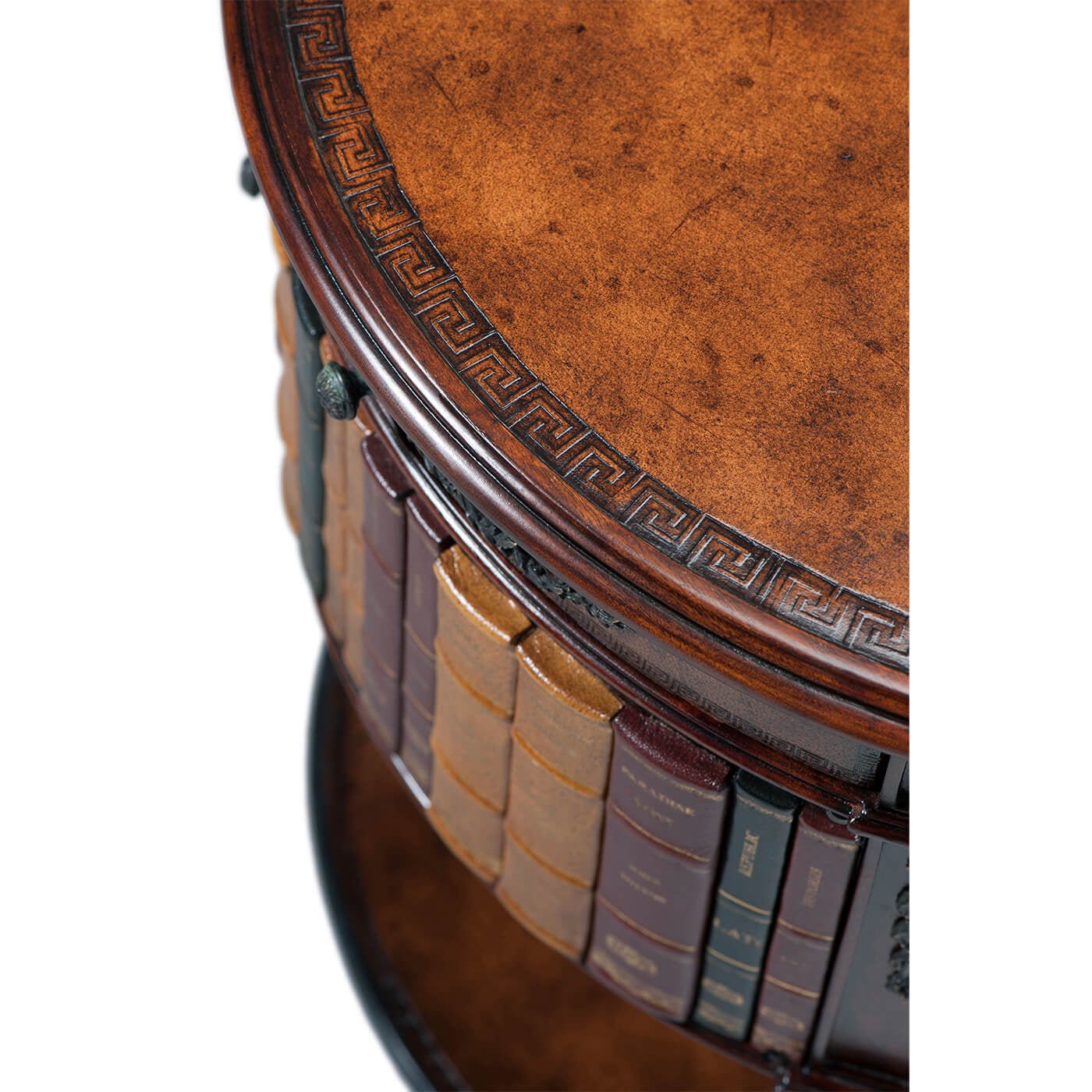 Top view of Louis XVI lamp table with intricate pattern.