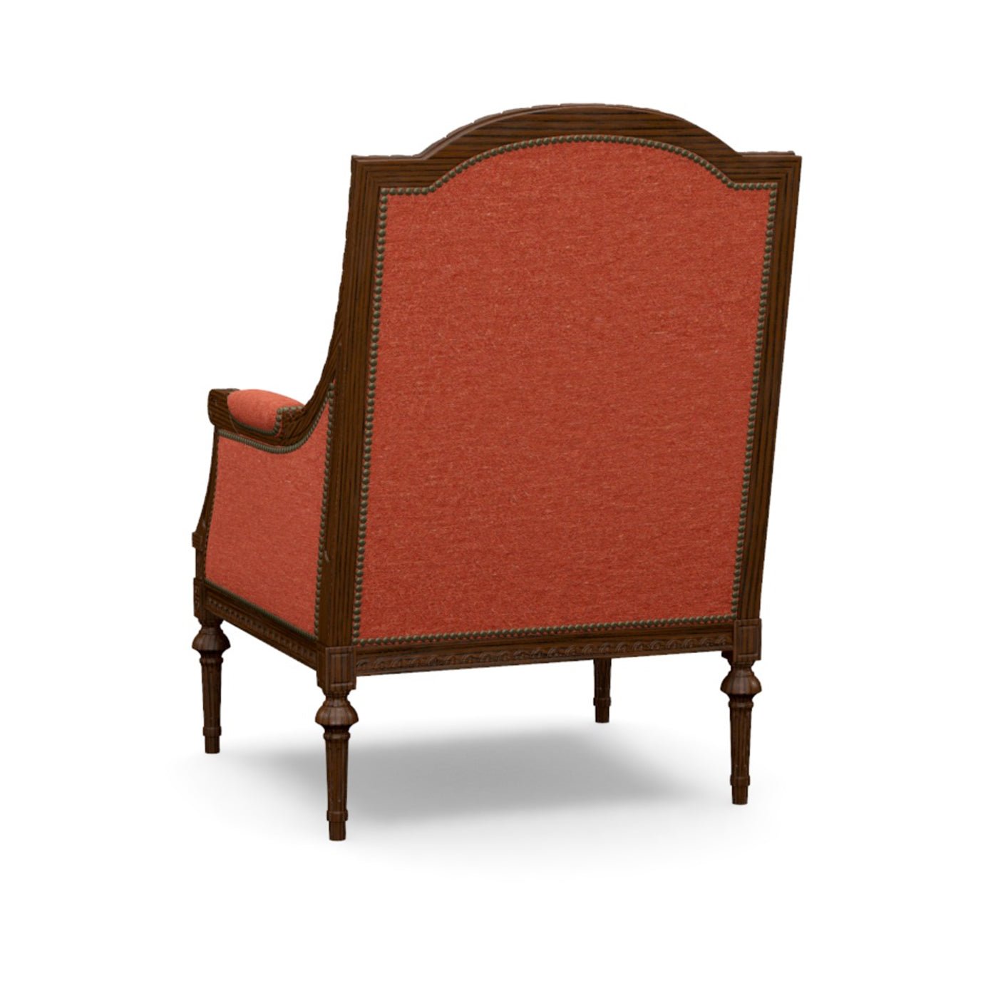 Back perspective of Louis XVI style bergere chair.