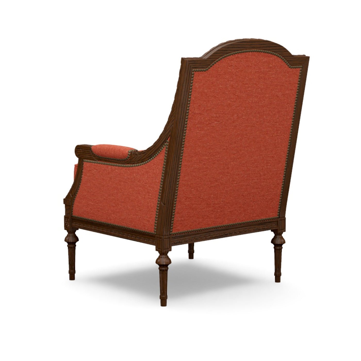Rear view of Louis XVI bergere accent chair.