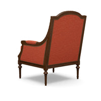 Rear view of Louis XVI bergere accent chair.