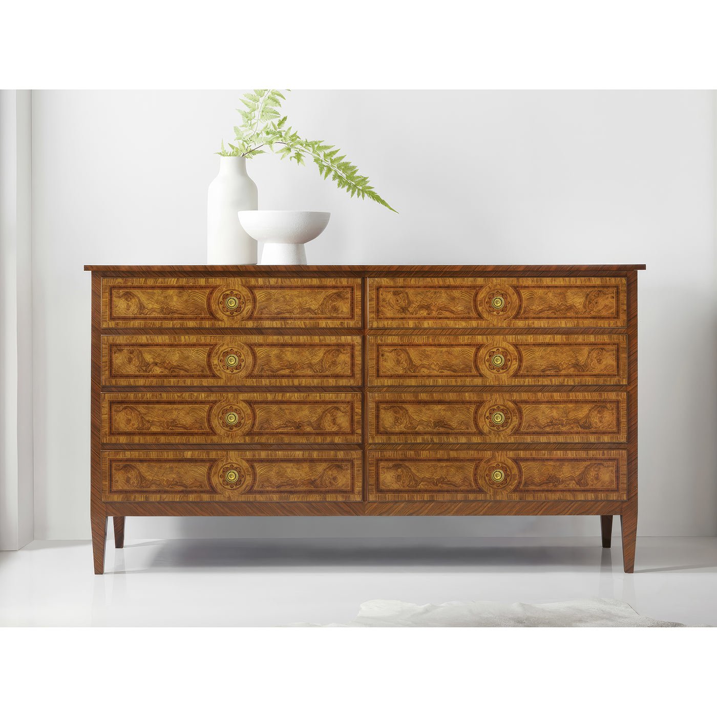 Louis XVI style dresser in bright room setting.
