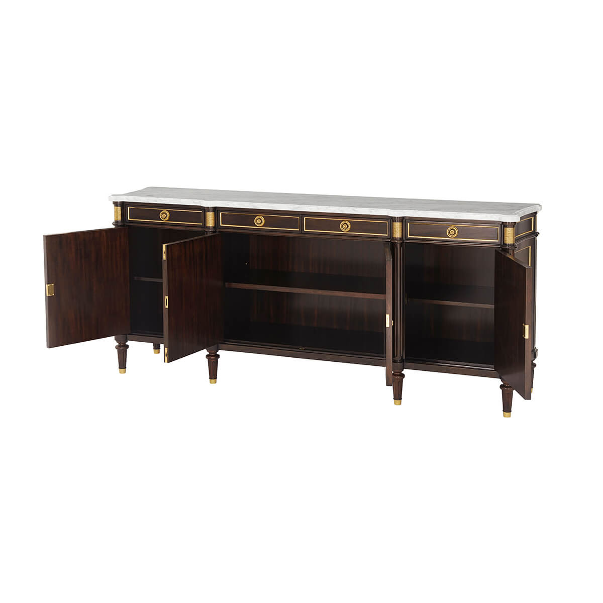 Open Louis XVI buffet with visible interior shelving.