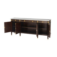 Open Louis XVI buffet with visible interior shelving.