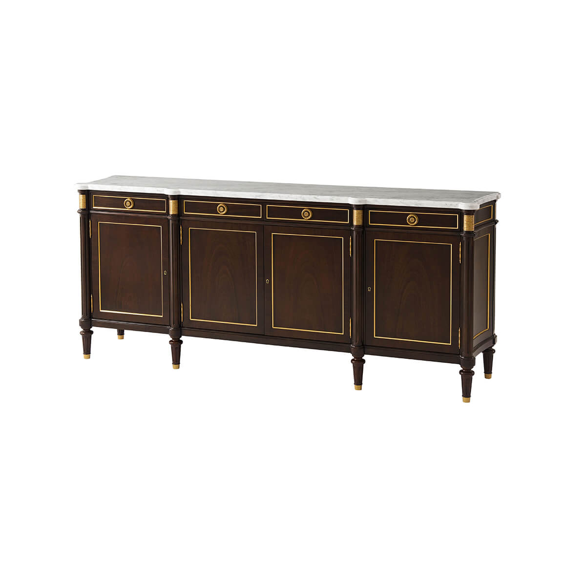 Louis XVI style French buffet in dark wood finish.