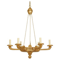 Louis XVI giltwood chandelier suspended with six arms.