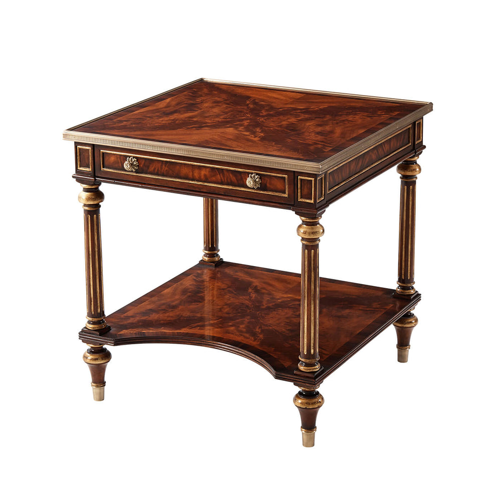 Luxury Louis XVI style lamp table, angled view.