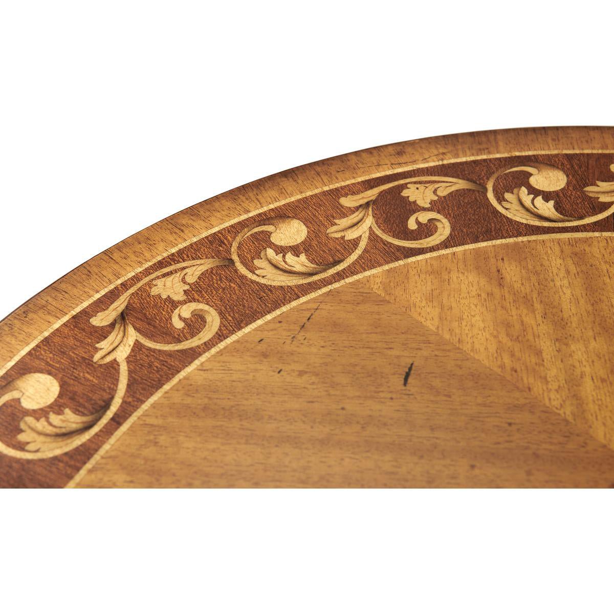 Close-up of inlay pattern on console table.
