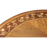 Close-up of inlay pattern on console table.