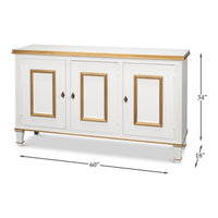 Dimension drawing for Louis XVI Three-Door Buffet in White and Gold