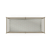 Glass and gold modern coffee table top view.