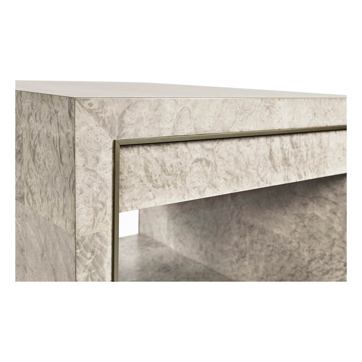 Detailed top view of Madrona End Table finish and edge.