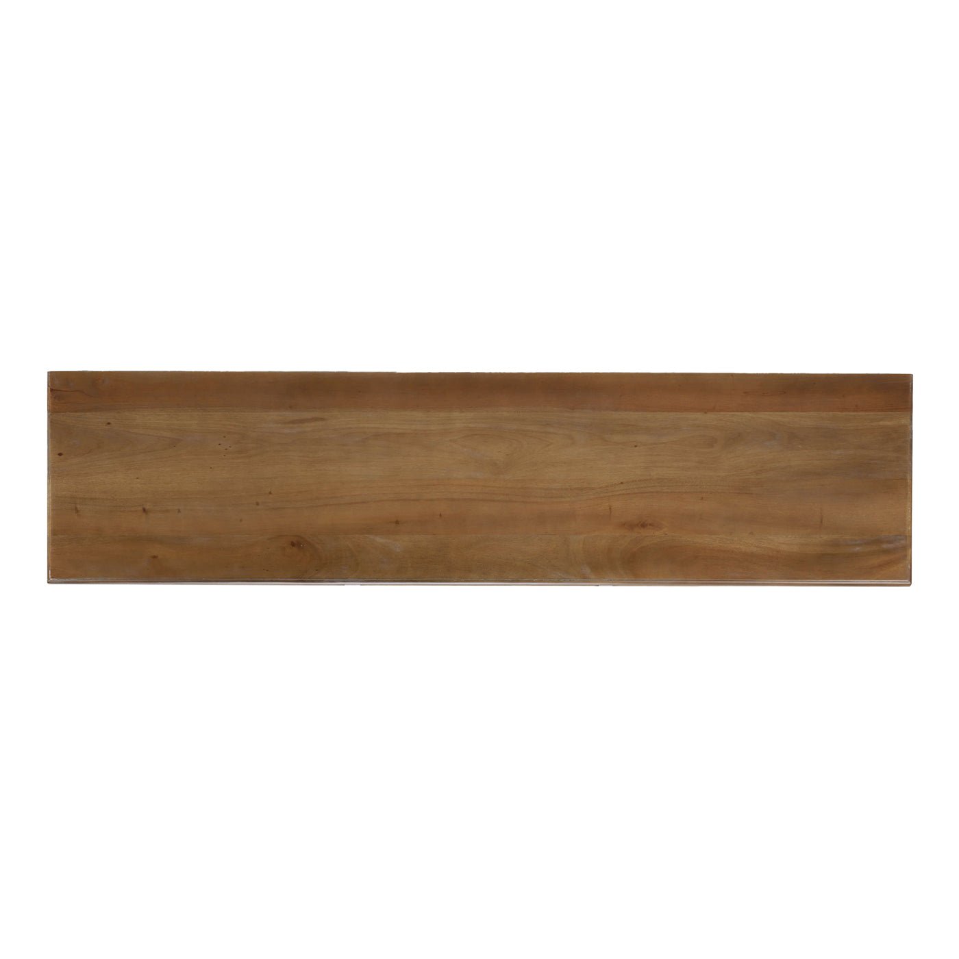 Top view of mahogany antique dresser surface.