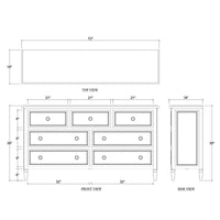 Dimensions diagram of mahogany antique dresser.