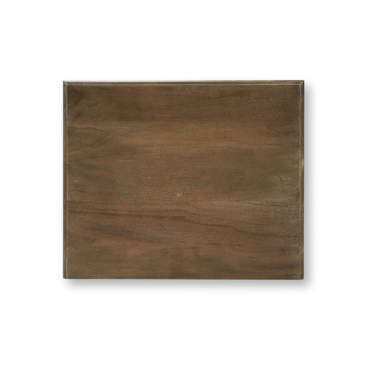 Top view of nightstand, showing wood grain.
