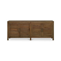 Mahogany coastal sideboard front view, closed doors.