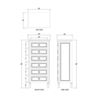 Dimensions diagram for mahogany lingerie chest.