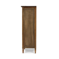 Side profile of mahogany lingerie chest.