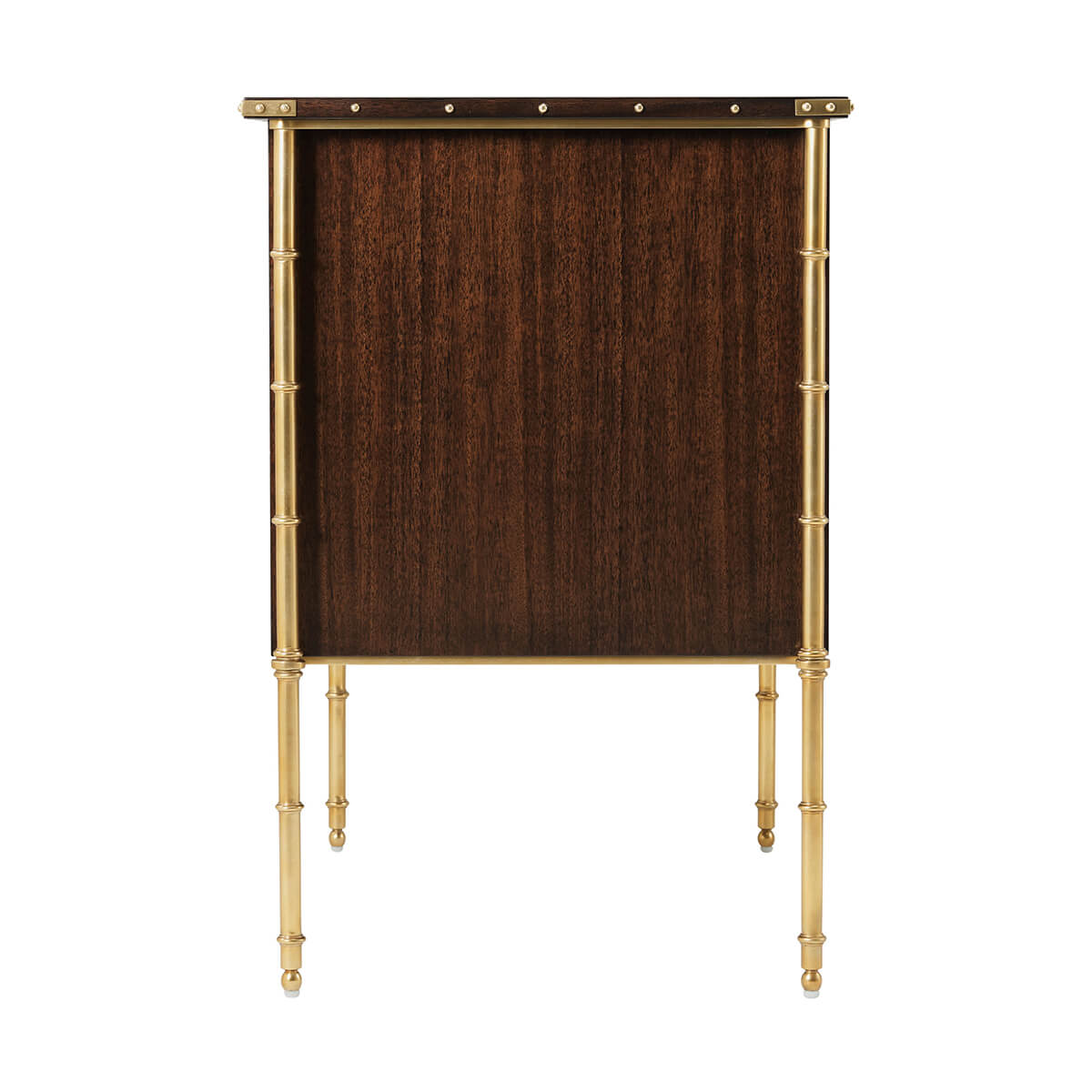 Side view of mahogany mid-century modern nightstand.